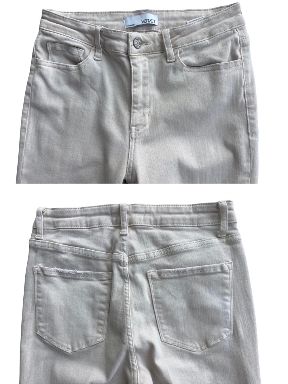 Vervet by Flying Monkey High Rise Super Flare Blush Raw Edge Hemline Jeans 28 - Picture 7 of 9